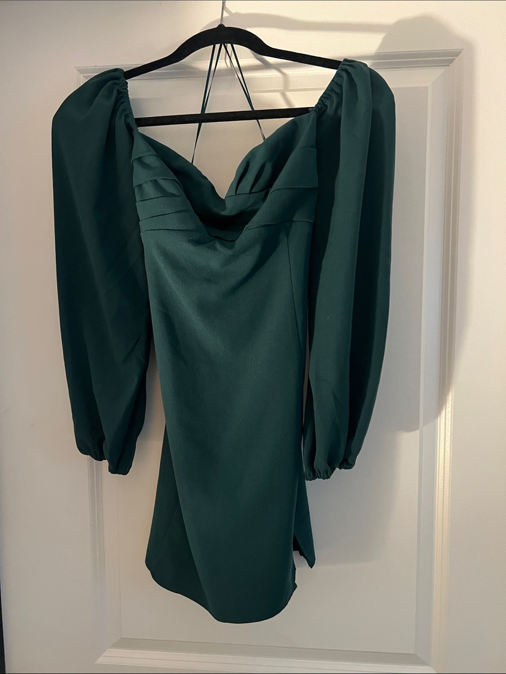 Abercrombie & Fitch Dark Green Puff-Sleeve Mini Dress